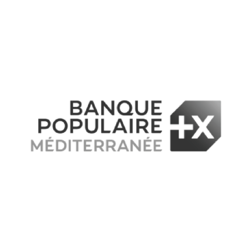 logo Banque populaire méditerranée noir et blanc