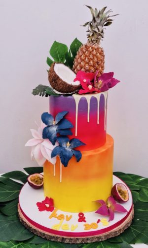 Layer Cake deux étages jungle tropicale