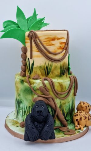 Layer cake jungle avec gorille et léopard