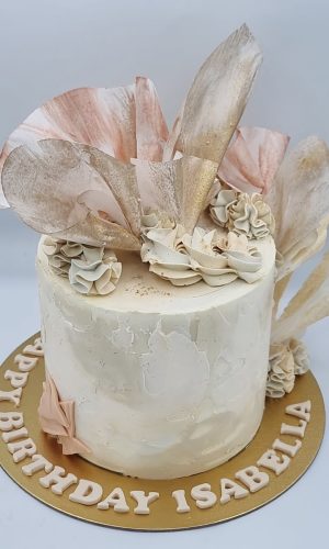 Layer cake rose et beige avec pochage